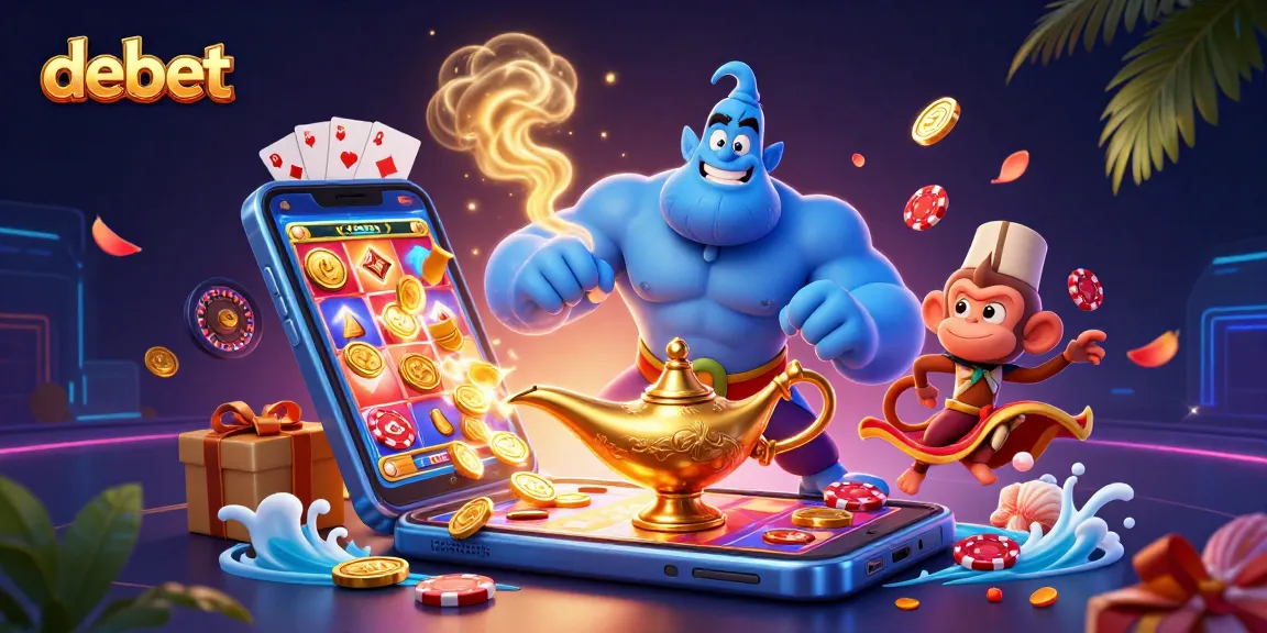 Engage with debet casino thrills amidst a lively genie, monkey, and magic carpet.