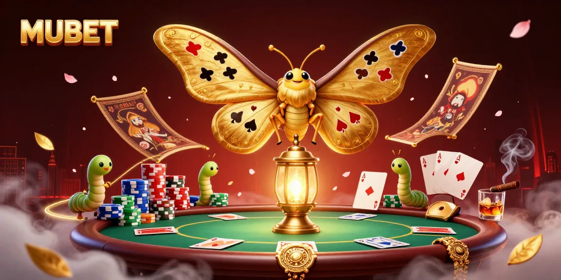 MUBET showcases a vibrant casino scene featuring a 3D moss and luxurious poker elements to excite gamblers.
