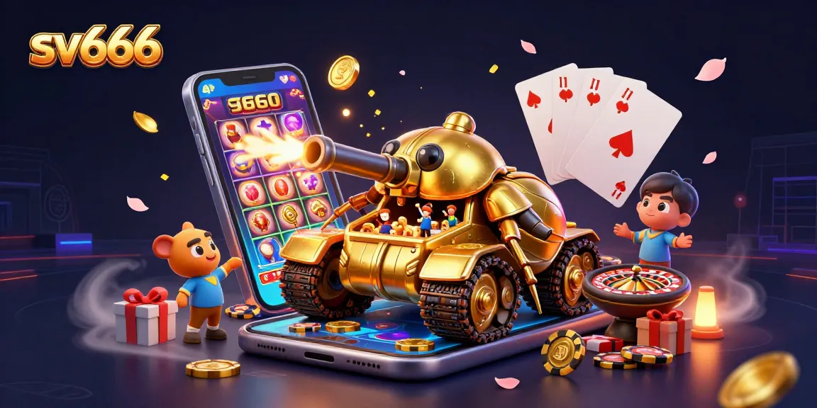 Experience the thrill of sv666 through a dynamic 3D casino illustration, packed with action and excitement.