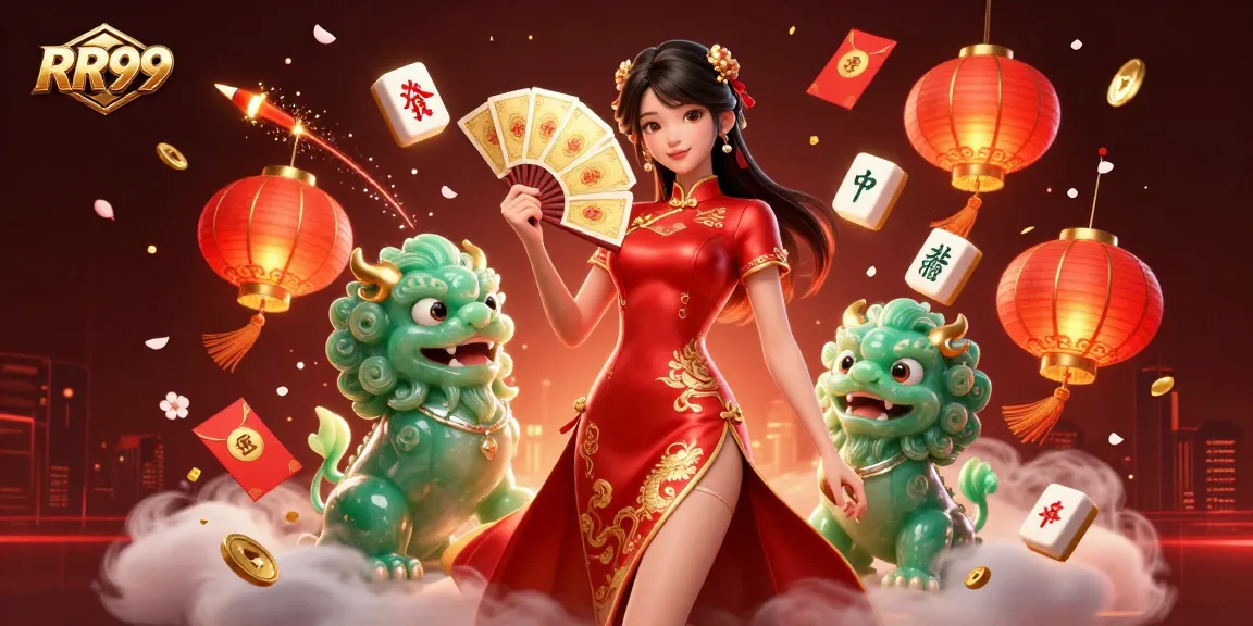 Experience thrilling gameplay at RR99, featuring vibrant casino elements and lively characters in a festive atmosphere.
