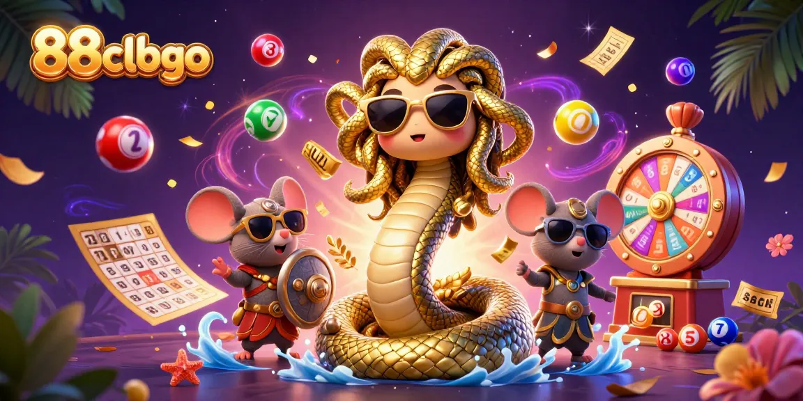 Win big at 88clbgo with our vibrant lottery-themed illustration depicting Medusa and a brave mouse!