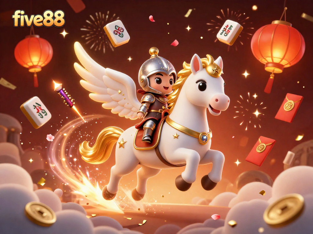 Experience the excitement of five88 with this vibrant casino-themed 3D illustration showcasing unique game elements.