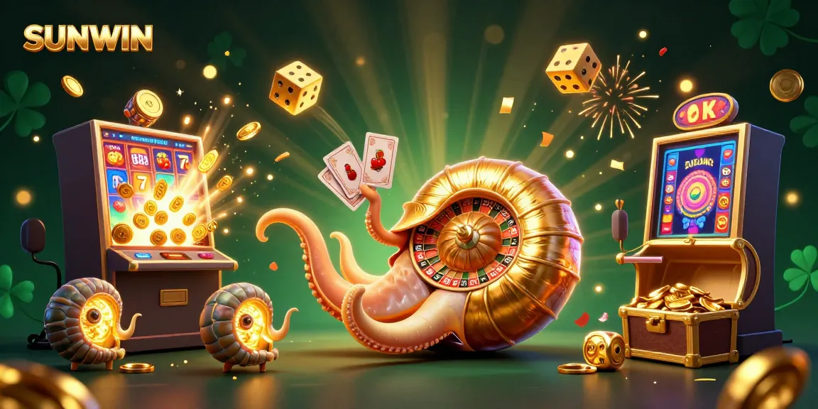 Experience the thrill of winning at SUNWIN with a lively 3D casino scene featuring dynamic game elements.
