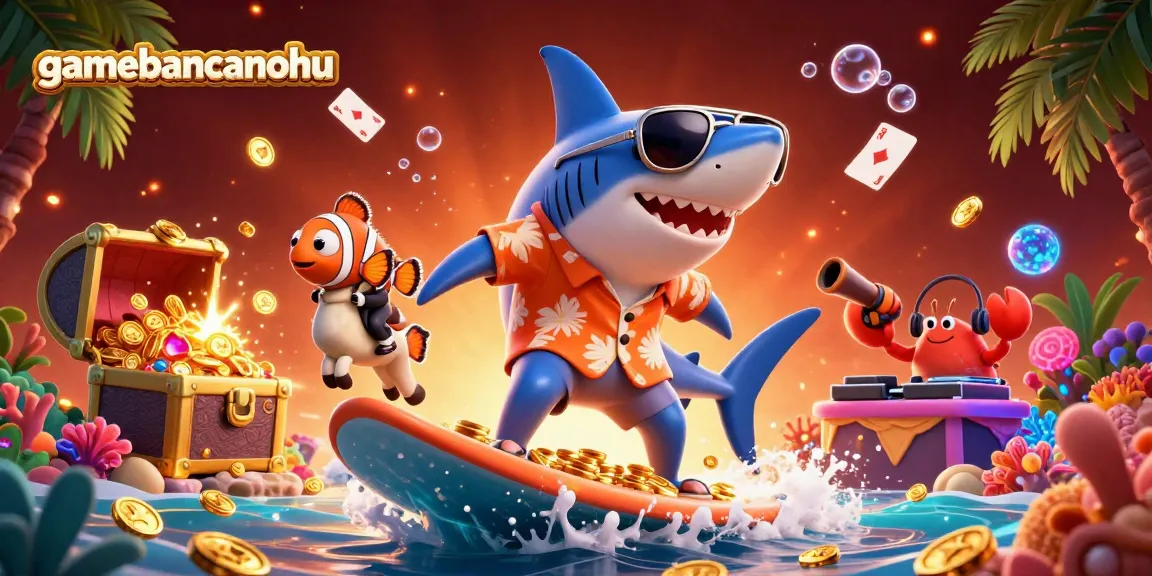 Engage in fun gameplay at gamebancanohu with a whimsical 3D illustration featuring vibrant character interactions.