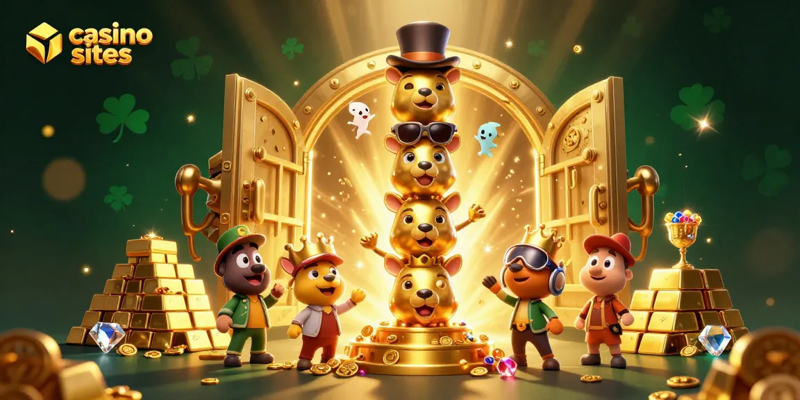 Engaging casino sites illustration showcasing a vibrant totem pole and treasure for gaming excitement.