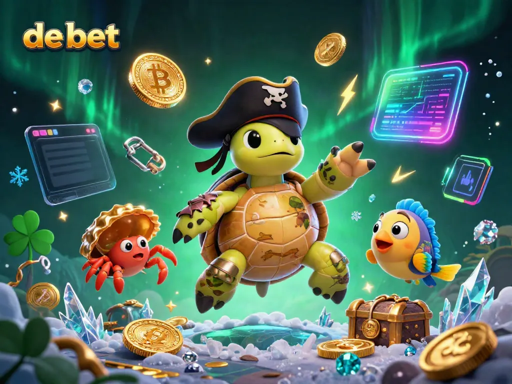 Experience thrilling gaming at de bet with a vibrant pirate scene and crypto elements.