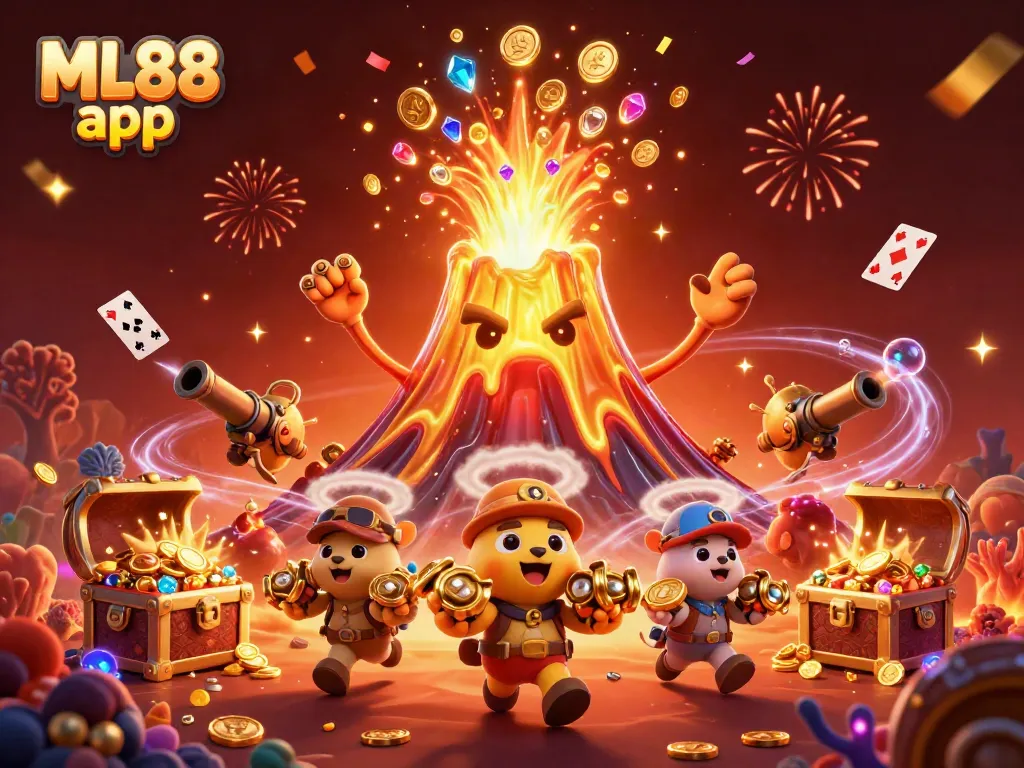 Engage with the exciting ML88 app experience, showcasing a vibrant casino-themed scene.