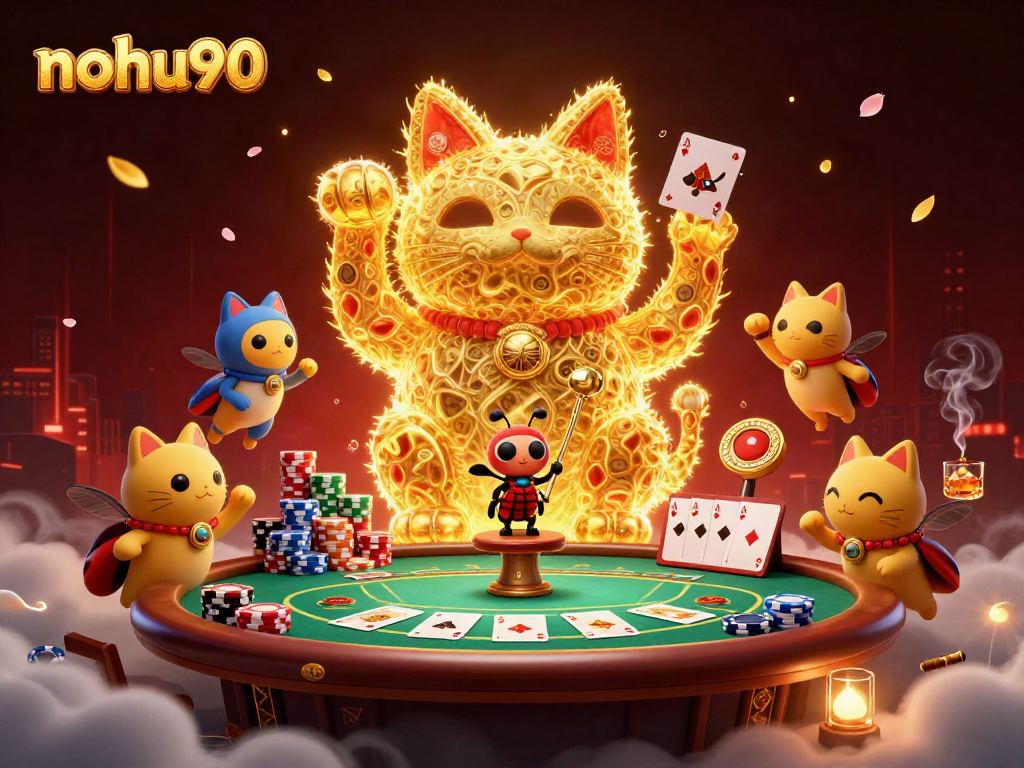 Experience winning excitement with nohu90 in a vibrant casino scene filled with lucky symbols and fun.