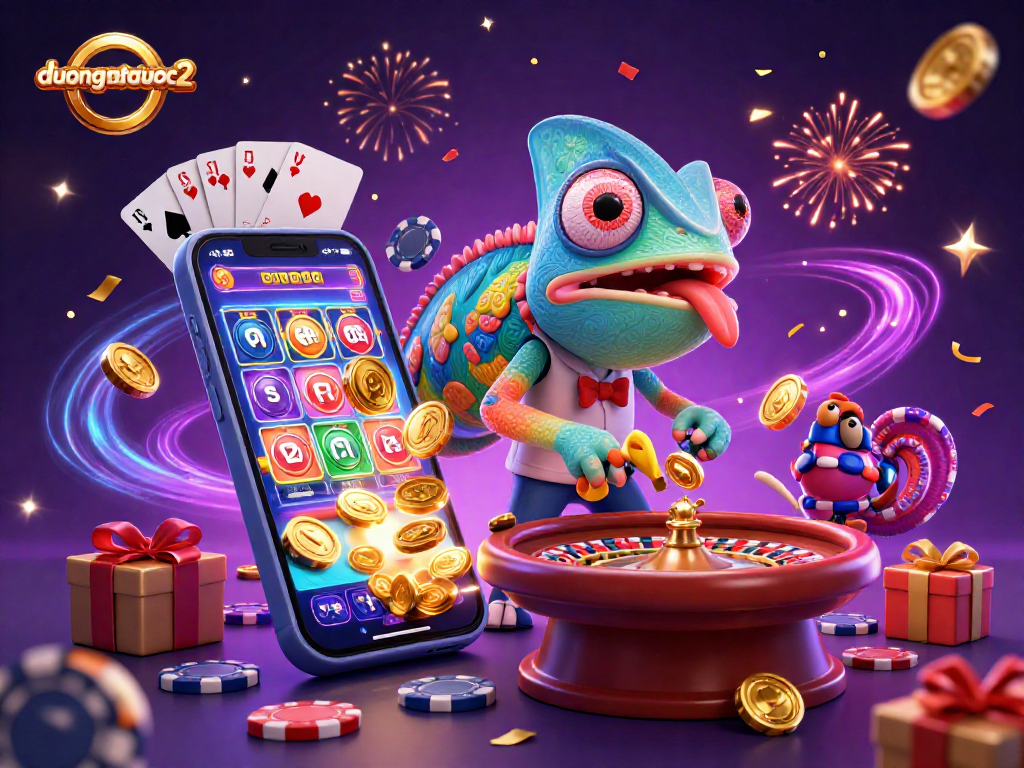 Experience duongmatchuoc2 with a vibrant chameleon casino owner and dynamic gaming elements.