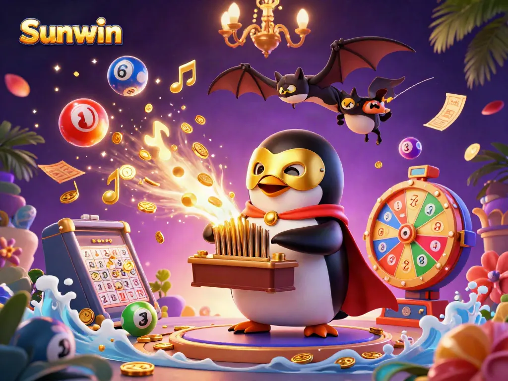 Experience Sunwin's dynamic gaming world with vibrant characters and lively casino elements.