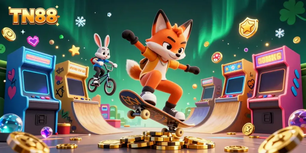Experience big wins at TN88 with lively gaming elements and vibrant casino graphics.