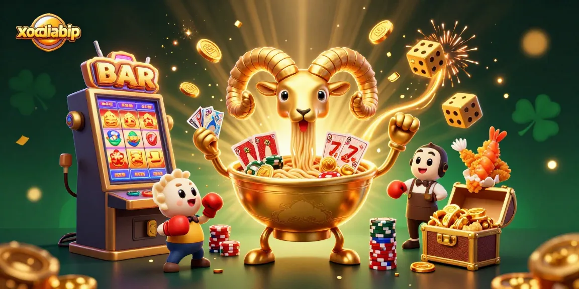 xocdiabip reveals a vibrant 3D casino scene with a ramen bowl dealer in action.
