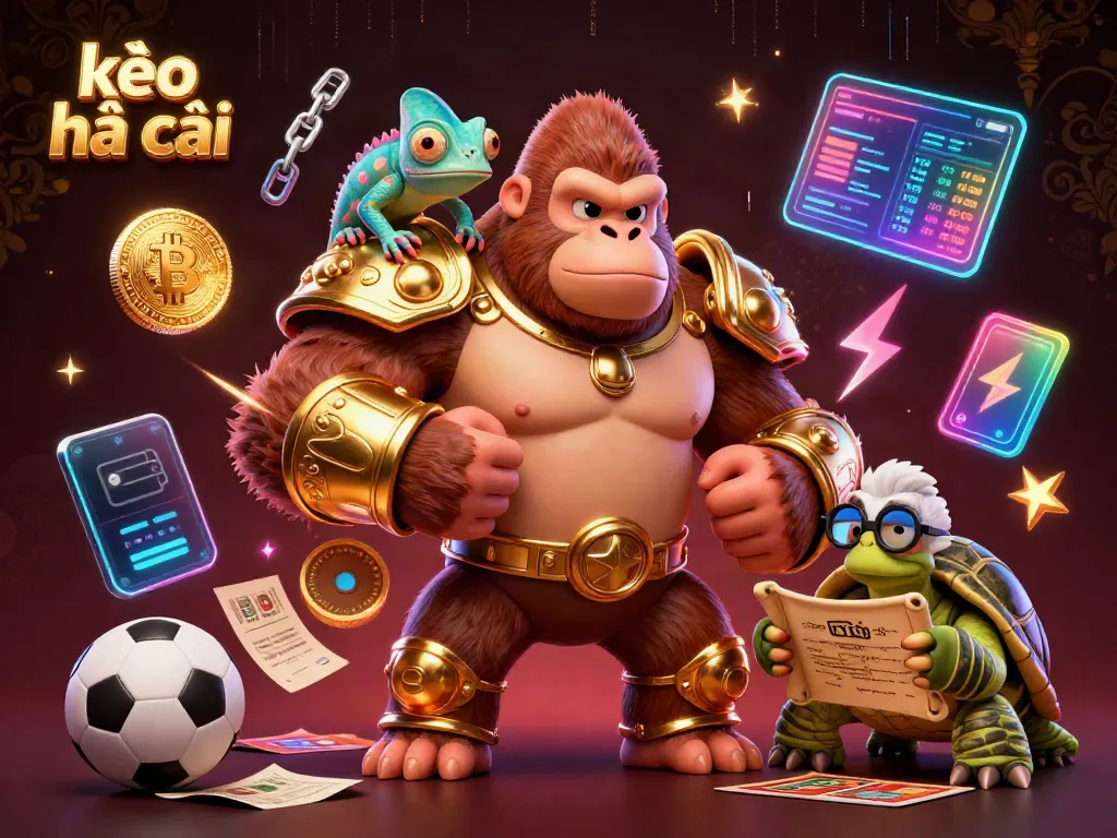 Engage with kèo nhà cái visuals featuring a powerful gorilla king and vibrant sports themes.
