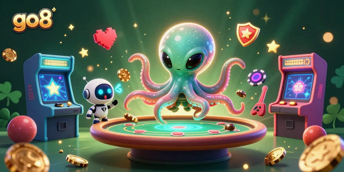 Go8 enhances gaming with a vibrant casino scene featuring an alien octopus playing poker.