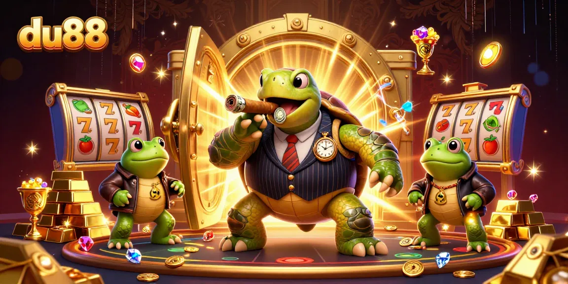 Engage with du88's dynamic casino experience featuring a mobster turtle and bullfrog enforcers.