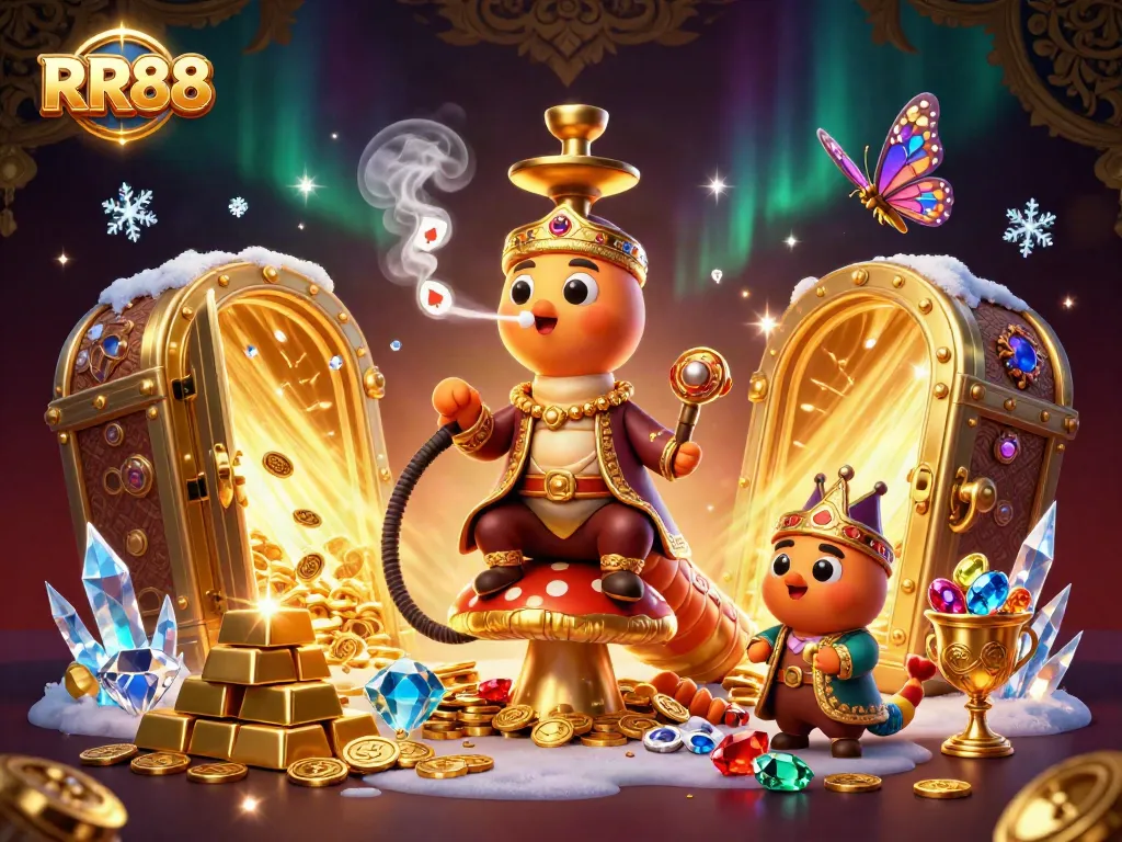 Experience RR88's vibrant gaming universe with a 3D visual delight showcasing excitement and fortune.