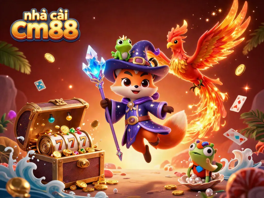 Spin the lucky reels and win with nhà cái cm88 in this vibrant casino scene