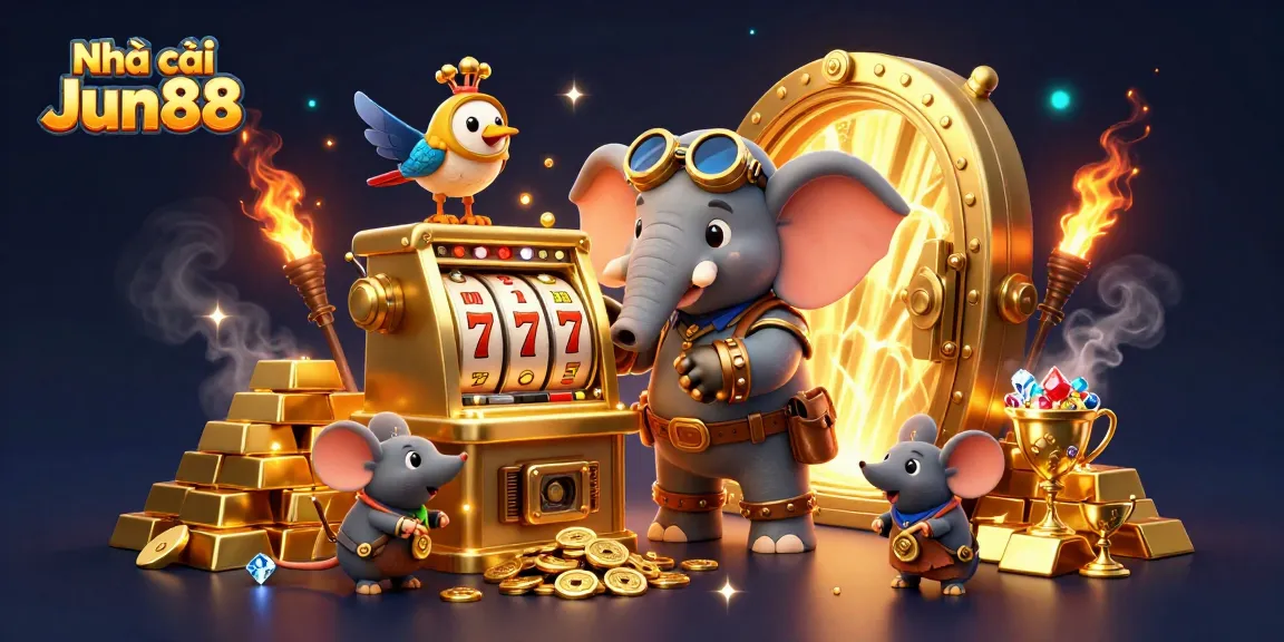 Engage with Nhà cái Jun88 through an exciting slot adventure featuring rich treasures, vibrant characters, and gambling thrills.