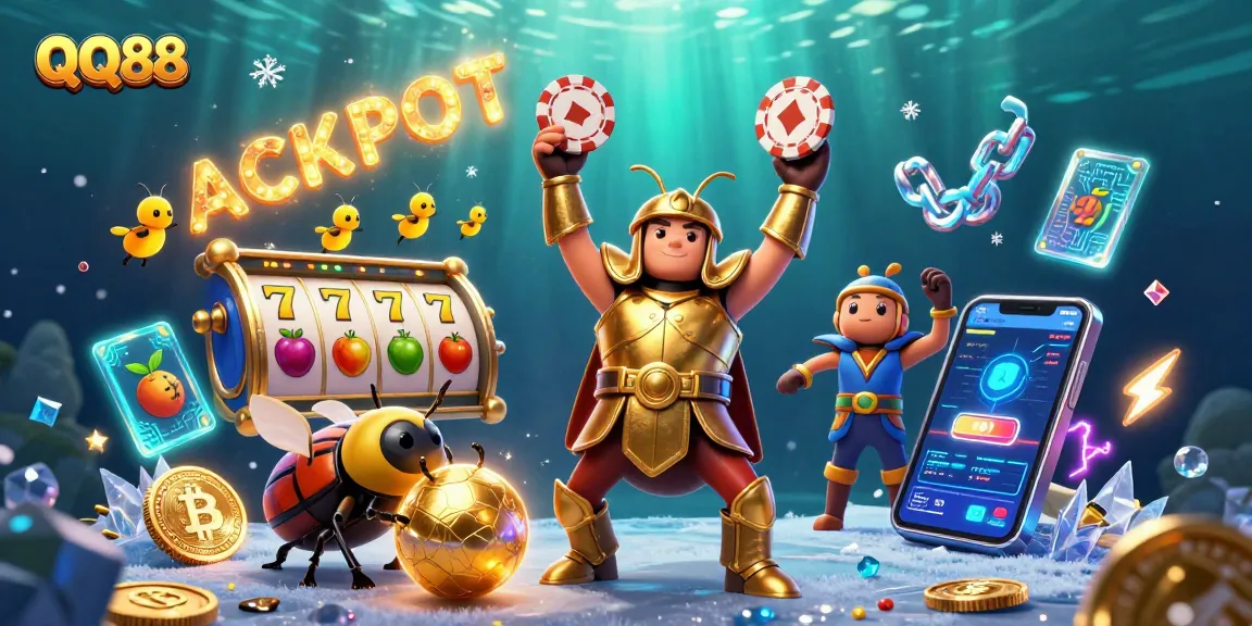 Experience the thrill of winning with QQ88 in a vivid casino scene featuring dynamic characters and vibrant games.