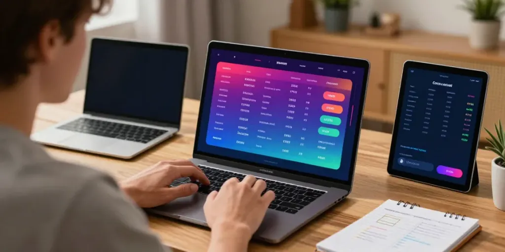DewaGG user analyzing soccer bets in a cozy home office.
