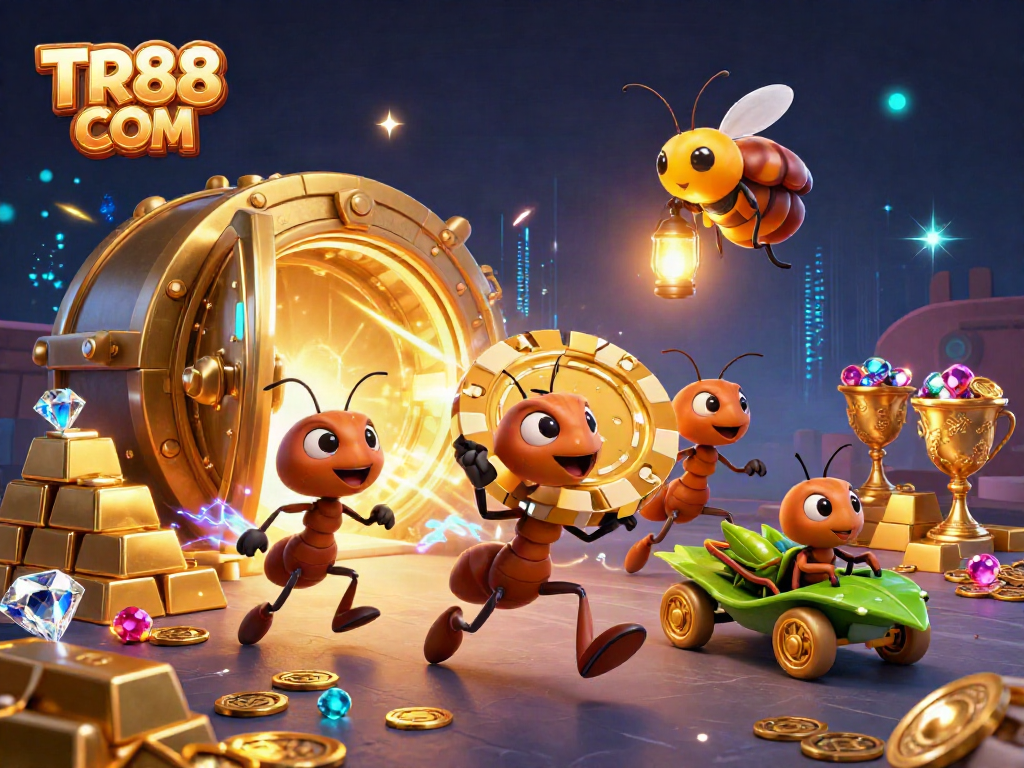 Experience the excitement of TR88 COM as a team of cartoon ants execute a casino heist filled with treasures.