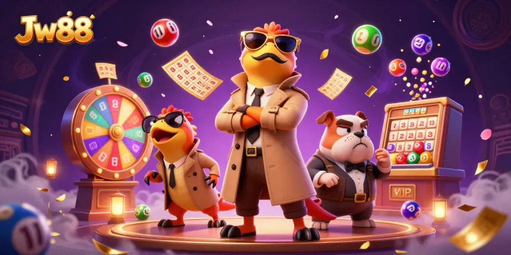 Engage in gaming excitement with Jw88's interactive VIP casino lounge scene.