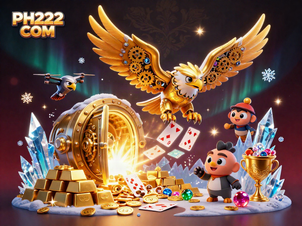 Experience thrilling gameplay on PH222 COM with a cybernetic eagle soaring above gold and treasures!