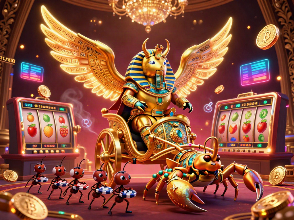 Experience UY88 with vibrant casino action featuring a golden scarab beetle and dynamic slot elements.
