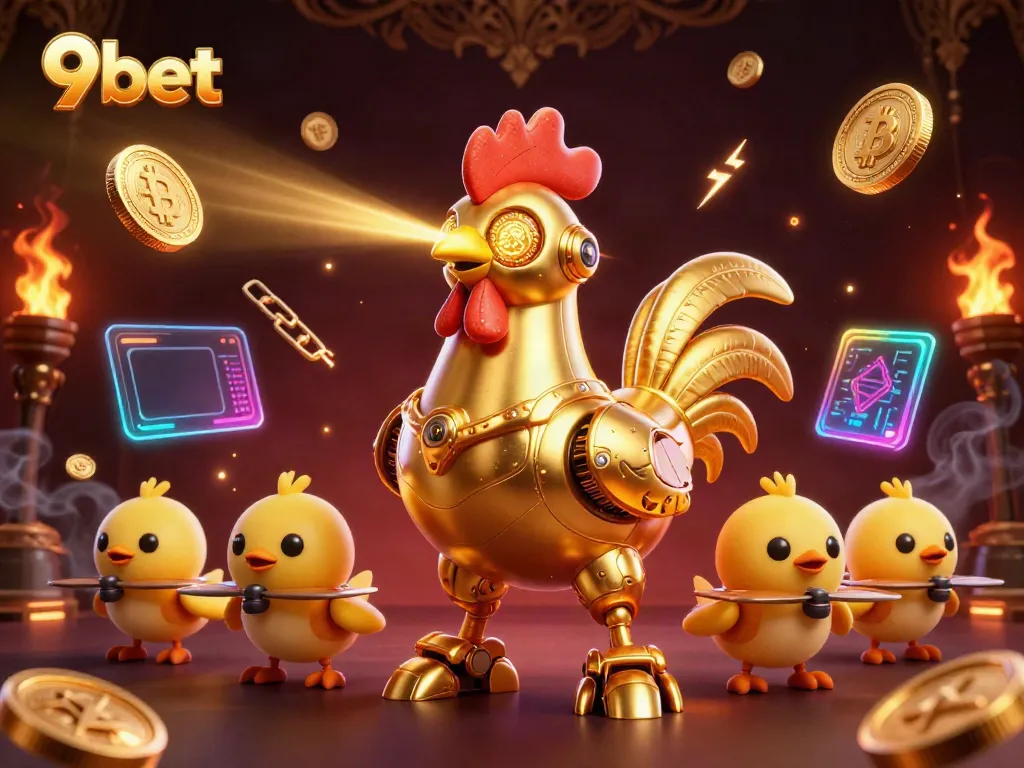 Experience thrilling online gaming with 9bet's vibrant casino elements and futuristic visuals.