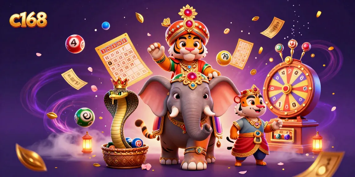 Experience the thrill of c168 with vibrant lottery elements and a majestic maharaja scene.
