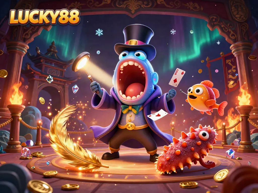 LUCKY88 visualizes a magical casino scene with vibrant characters engaging in gambling excitement.