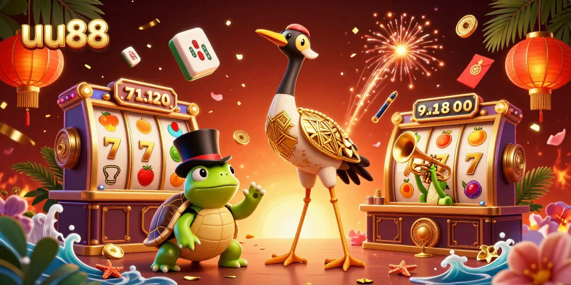 Play dynamic slot games and win at uu88 with colorful 3D characters in a vibrant casino scene.