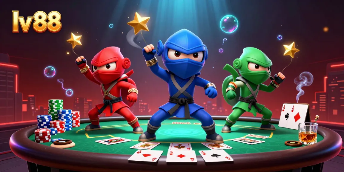 Experience the excitement of lv 88 with ninja chameleons showcasing epic poker battles and vibrant casino elements.