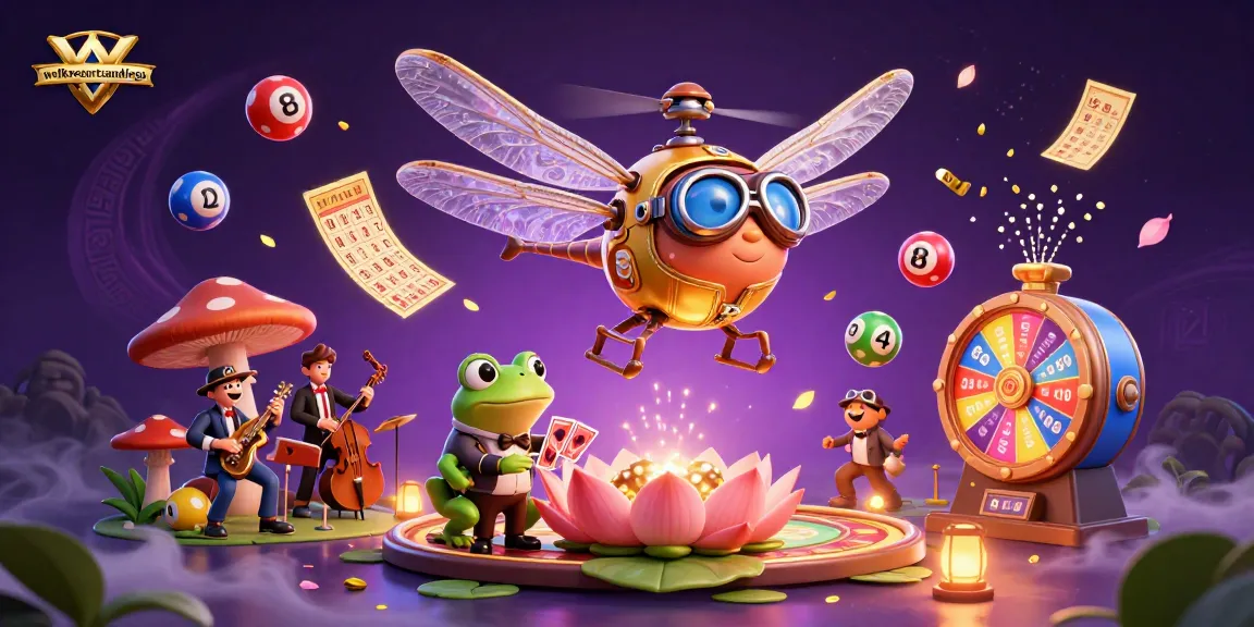 Engage in thrilling gaming at welkresortsandiego with this vibrant casino scene featuring a dragonfly pilot and frog croupier.