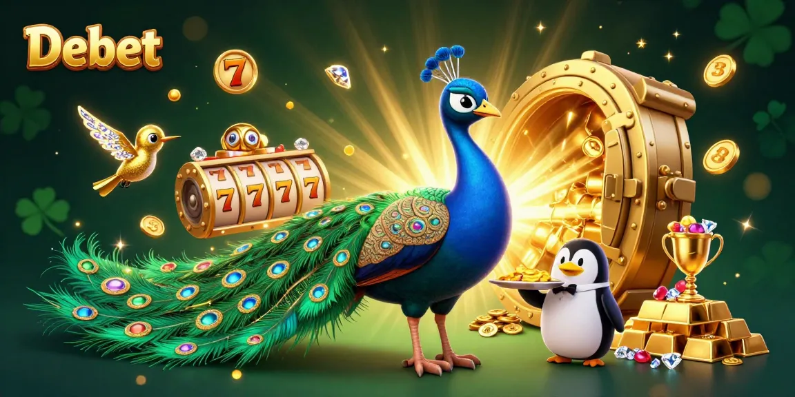 Experience the excitement of Debet with vibrant casino elements and dynamic characters in a rich 3D scene.
