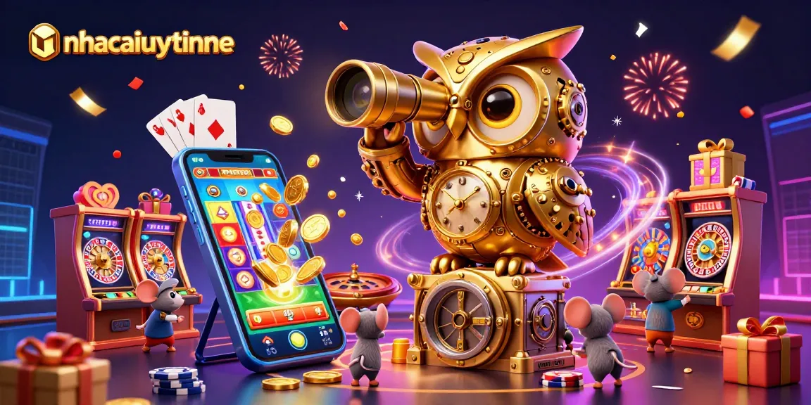 Engage in thrilling gameplay at nhacaiuytinne's vibrant casino with dynamic characters and festive elements.