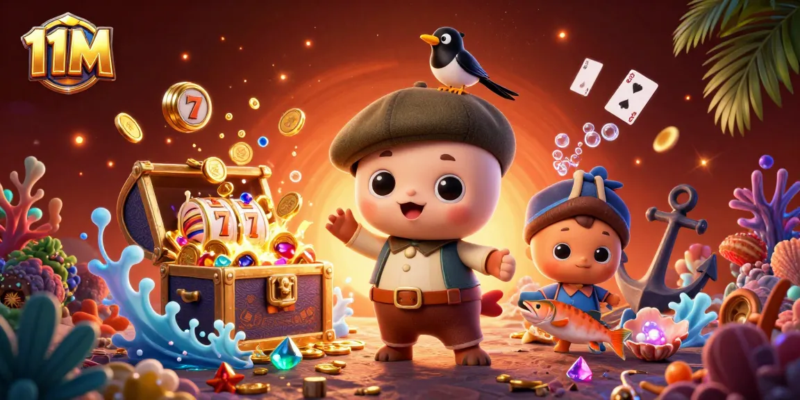 Engage with 11M’s vibrant slots scene filled with captivating treasure and charming characters.