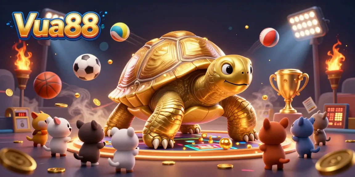 Join the excitement at Vua88 with a thrilling 3D illustration showcasing sports betting action and fun.