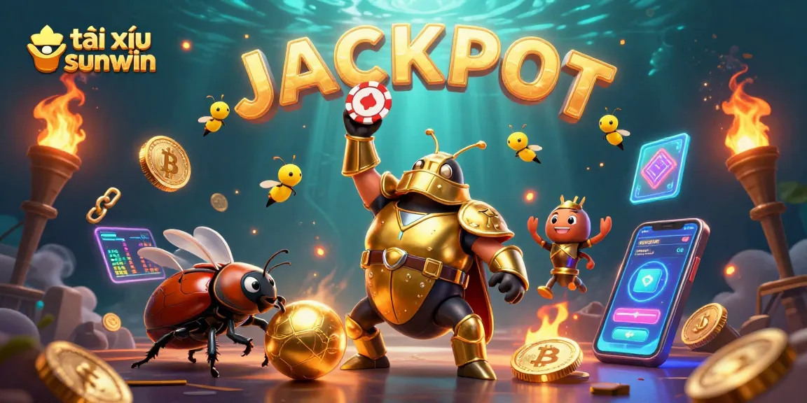 Engage in thrilling gameplay with tài xỉu sunwin as a 3D hercules beetle lifts a poker chip in celebration.