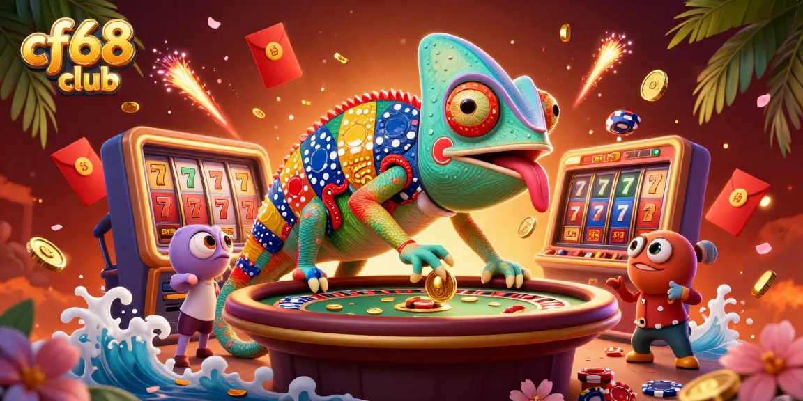 The chameleon casino owner of cf68 club captures winning moments as golden coins fly and jackpot reels spin.