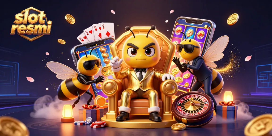 Experience the thrill of slot resmi action with a cartoon mob boss, game elements, and vibrant illustrations.