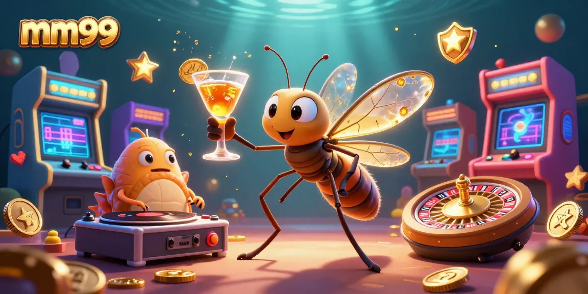 Join the mm99 casino excitement with a vibrant scene featuring animated characters and gaming elements.