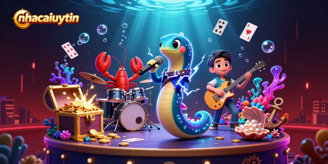 Experience thrilling underwater casino action with nhacaiuytin, as the electric eel DJ entertains with vibrant games and treasures.