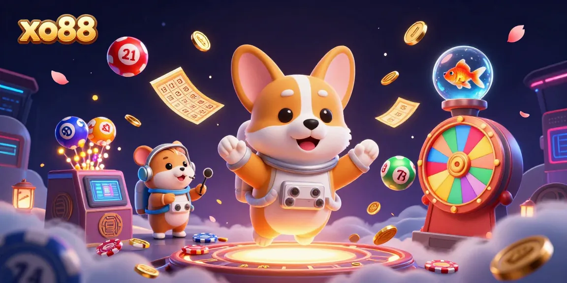 Engaging with xo88 in a vibrant casino scene featuring cartoon characters and exciting gambling elements.