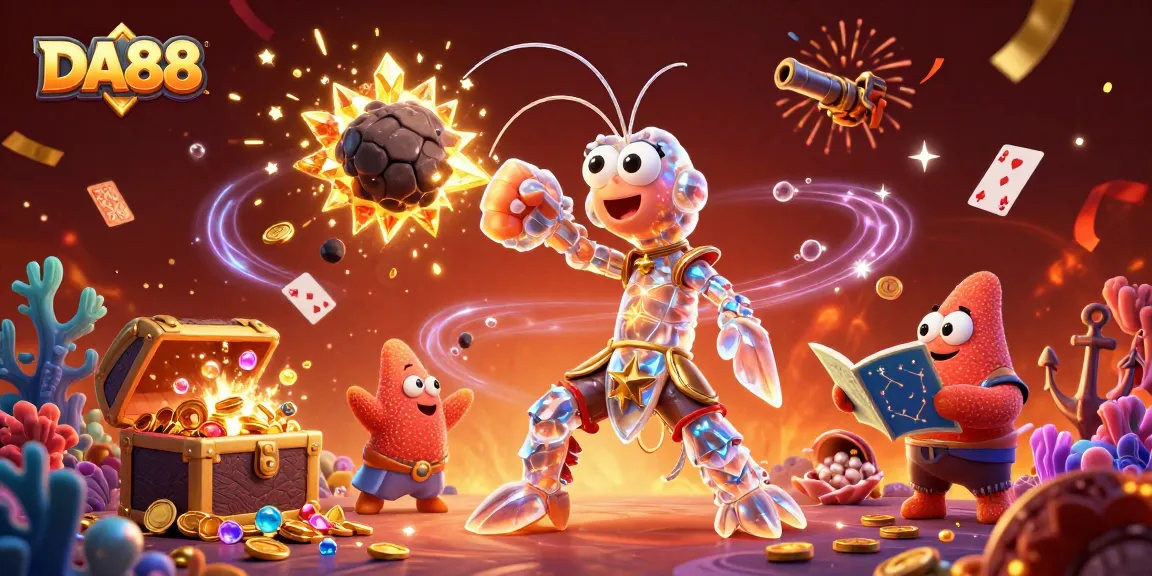 Engage with DA88 gaming excitement, showcasing a vibrant casino scene with interactive elements and lively characters.