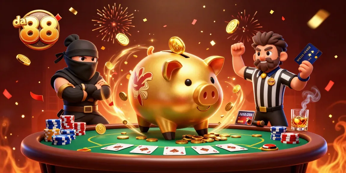 Engage with da 88 casino scene featuring a sumo wrestler and ninja amidst colorful poker elements.
