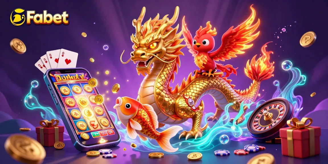 Experience thrilling gameplay with Fabet's vibrant 3D illustration of casino excitement.
