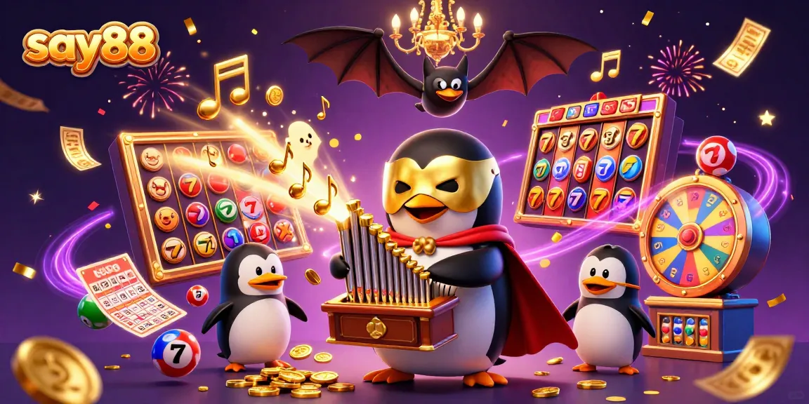 Experience thrilling wins at say88 with vibrant slot reels, golden coins, and festive celebration!