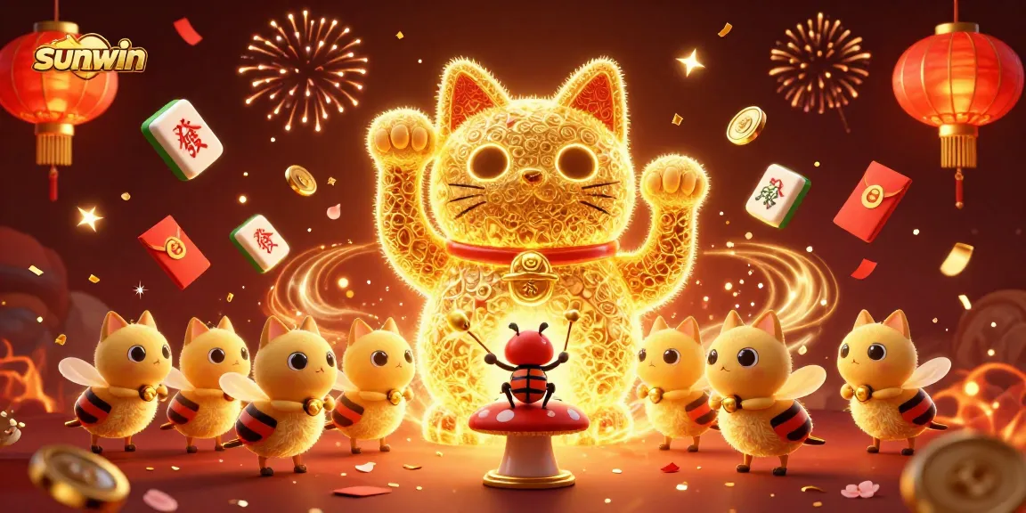 Experience the magic of sunwin with a vibrant lucky cat scene showcasing dynamic casino elements.