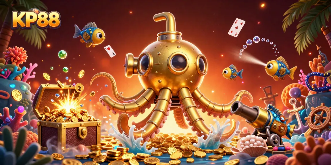 Experience thrilling gameplay with KP88's golden kraken and treasure, exploring exciting gaming opportunities.